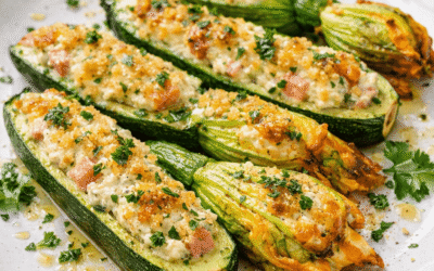 Zucchine con fiore ripiene al forno