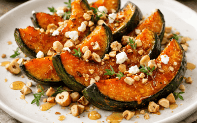 Zucca delica al forno con miele, timo e nocciole croccanti