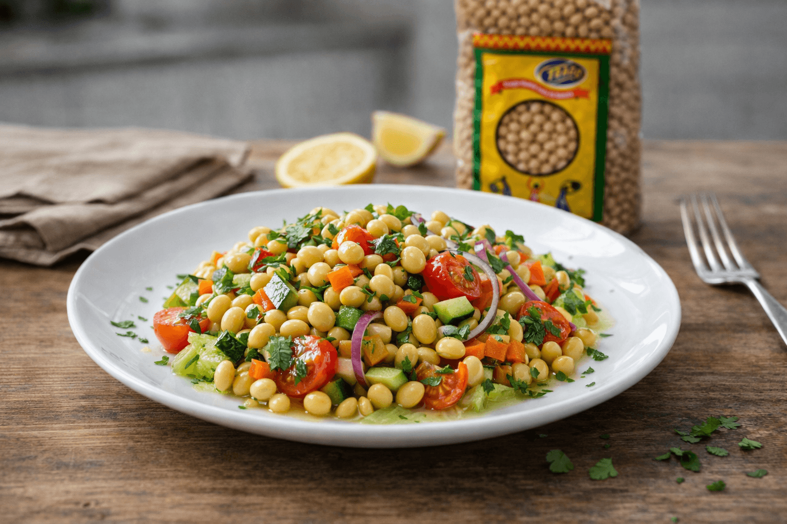 Soia gialla TRAGO confezionata, ingrediente ideale per ricette nutrienti e gustose.