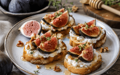Crostini con fichi neri, ricotta e miele