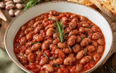 Fagioli borlotti freschi in umido con pomodoro e rosmarino