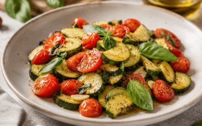Zucchine verdi in padella con pomodorini